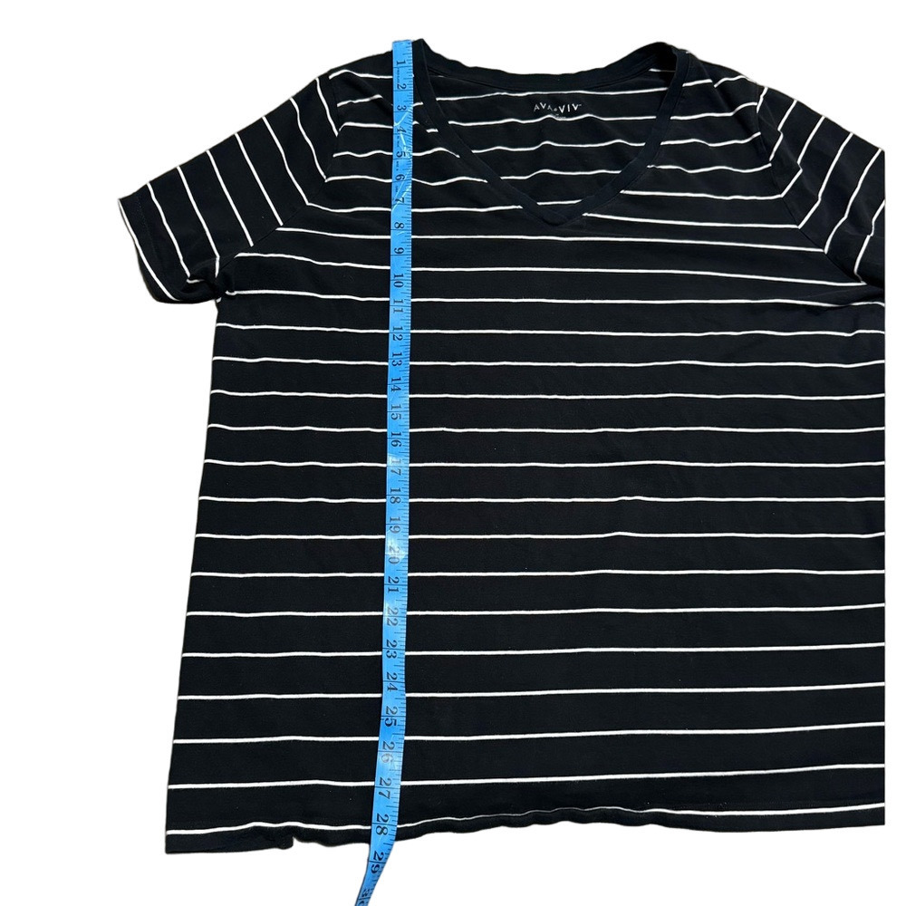 Ava & Viv Black White Stripes Cotton Spandex Casual Short Sleeves Women’s 3X - Picture 4 of 9
